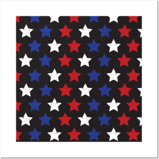 Stars Blue Red White On Black Posters and Art